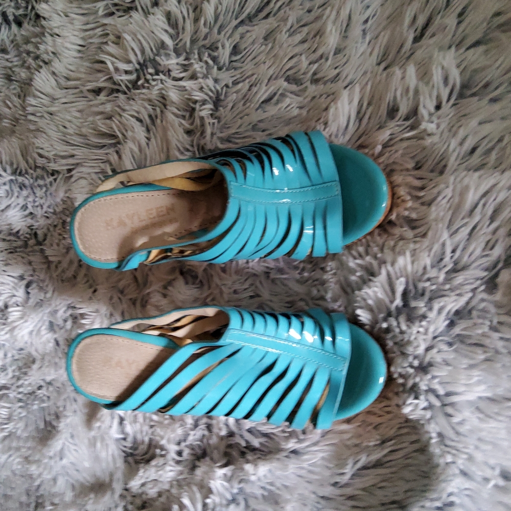 Turquoise platform espidrilles - Picture 2 of 4